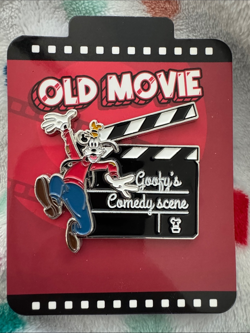 Disney Goofy 'Old Movie' Enamel Pin - Red, Blue, Black